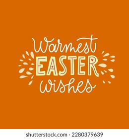 Joyful Happy Easter hand-drawn lettering for greeting cards, social media posts, stickers. Colorful candy pastels spring vector illustration in flat style.