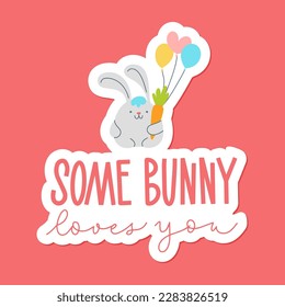 Joyful Happy Easter hand-drawn lettering for greeting cards, social media posts, stickers. Colorful candy pastels spring vector illustration in flat style.