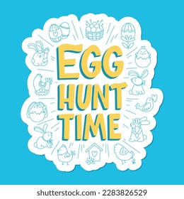 Joyful Happy Easter hand-drawn lettering for greeting cards, social media posts, stickers. Colorful candy pastels spring vector illustration in flat style.