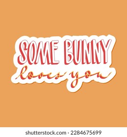 Letras de alegría dibujadas a mano por Pascua para tarjetas de felicitación, publicaciones en medios sociales, pegatinas. Los pasteles de caramelos coloridos emiten la ilustración vectorial en estilo plano.