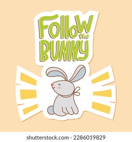 Joyful Happy Easter hand-drawn lettering for greeting cards, social media posts, stickers. Colorful candy pastels spring vector illustration in flat style.