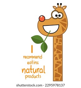 JOYFUL AND HAPPY GIRAFFE. VECTOR GRAPHICS