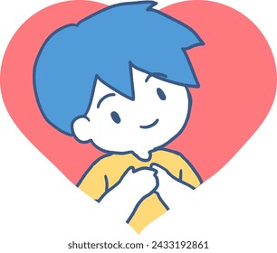 Joyful Heart: Boy Embracing Happiness Vector Art. Ideal for any project that aims to spread love, joy, or to promote child welfare.