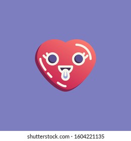 Joyful heart shape emoticon flat icon, vector sign, Heart Face With Tongue emoji colorful pictogram. Symbol, logo illustration. Flat style design