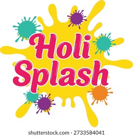 Joyful Holi Splash paint typography t-shirt design vector illustration for indian festival of colors spring celebration and joy on transparent background.