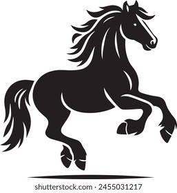 Joyful Horse Silhouettes black vector illustration. Equestrian Euphoria in Monochrome