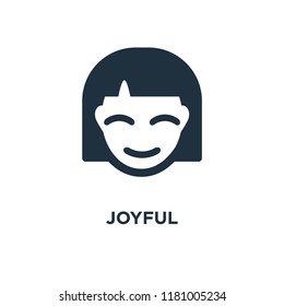 Joyful icon. Black filled vector illustration. Joyful symbol on white background. Can be used in web and mobile.