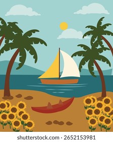 ilustrações alegres comemorando o Solstício de Verão, o dia mais longo do ano