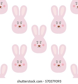 Joyful kids seamless pattern with rabbits muzzles. Vector background for greeting cards, wallpapers, screen savers, games room, design, interior