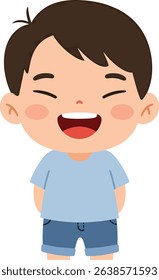 Joyful Little Boy Cartoon Illustration Happy Child Character Design