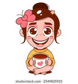 Joyful Little Girl Character Claps Her Hands With Glee, Her Eyes Sparkling With Delight, Creating A Heartwarming Symphony Of Innocence And Happiness. Cartoon People Vector Illustration