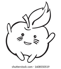 
joyful mad apple with leaf and face painted like an indian ( doodle style as a beautiful icon, linear sketch, vector, hand drawn )