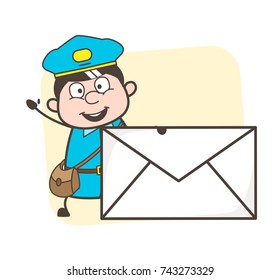 Joyful Mailman with Envelope Vector