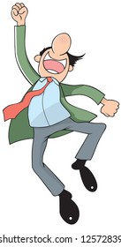 Joyful man in cartoon style