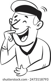 A joyful man laughing and chattering