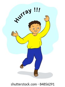 Joyful man, running and smiling