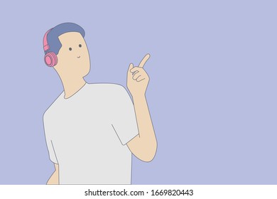 Joyful man say nice with headphone meme 