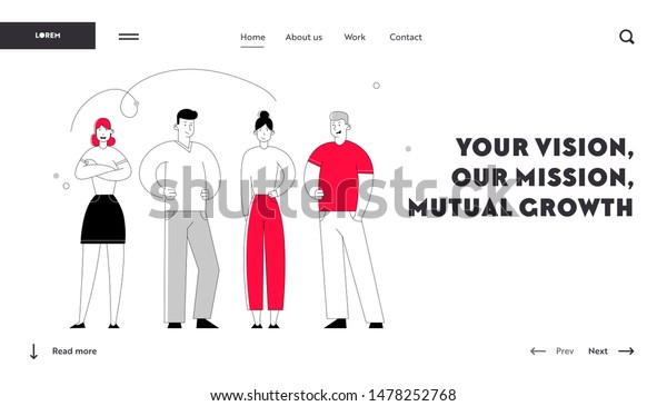Joyful Managers Team Website Landing Page Stock Vector Royalty