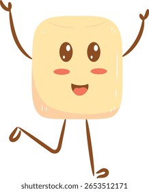 Personagem Marshmallow alegre dançando Excitamente ilustração plana