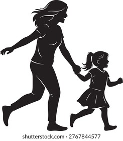 Joyful maternal bond depicted in stark black. Use for greeting cards marketing campaigns or family-themed projects celebrating Mother's Day.