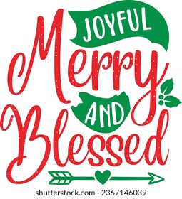 Joyful merry and blessed Christmas dog design
