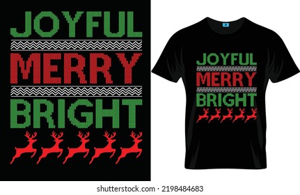 Joyful Merry Bright  Christmas t-shirts design