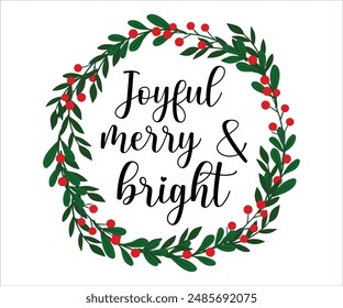 Joyful merry and bright T-shirt, Funny Christmas, Commercial Use, Holiday T-shirt, Retro Shirt, December, Christmas Sayings Quotes, Winter Shirt, Cut Files Cricut, Silhouette