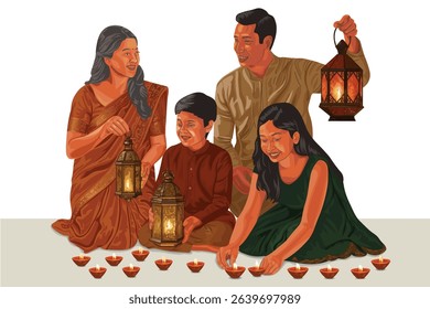 Joyful moments and family gatherings celebrating diwali's cultural traditions in india