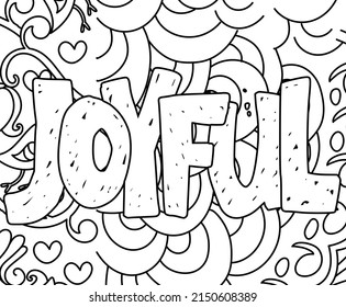 Joyful Motivational Word Coloring Page Inspirational Stock Vector ...