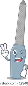 A joyful nail file cartoon mascot style show two fingers pose. Vector illustration