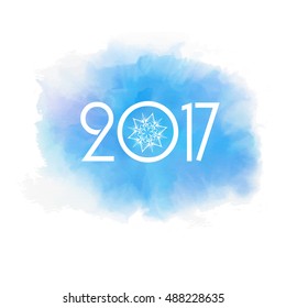 joyful new year 2017 fashionable greeting cardboard in watercolour design style laughing white holiday star snowflake freeze season abstraction vacation scene new ritual xmas ceremony grin science fla
