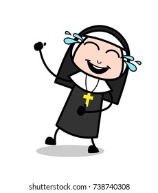 Joyful Nun with Tears of Joy Vector