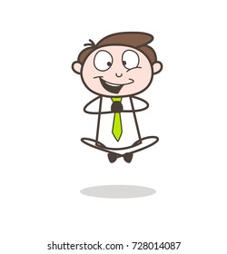 Joyful Office Character Doing Yoga Vector Illustration