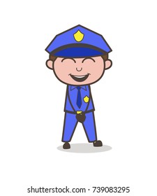 Joyful Officer Smiling Face Vector