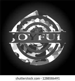 Joyful on grey camouflage pattern