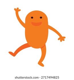 Joyful orange character jumping in joy vivid orange body flat vector artwork great for celebration themes playful mascots and fun designs