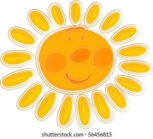joyful orange sun on a white background