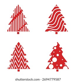 Die fröhliche Musterkollektion roter Christbaumelemente. Weihnachtselemente Konzepte Vektorgrafik Design