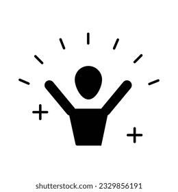 Joyful people glyph icon vector. Fun, enjoy, good mood, celebrate, happy, success symbol. Youth and sport day ector illustration for game interface, web, graphic design, UI, and app.