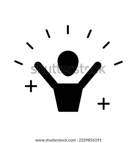 Joyful people glyph icon vector. Fun, enjoy, good mood, celebrate, happy, success symbol. Youth and sport day ector illustration for game interface, web, graphic design, UI, and app.