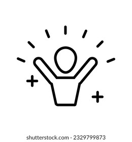 Joyful people line icon vector. Fun, enjoy, good mood, celebrate, happy, success symbol. Youth and sport day ector illustration for game interface, web, graphic design, UI, and app.