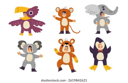 Joyful and Playful Kids Dressed in Adorable Animal Costumes Fun Characters in Vibrant Colors