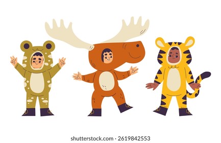 Joyful and Playful Kids Dressed in Animal Costumes, Sparking Fun and Imagination