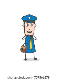 Joyful Postman Laughing Face Vector