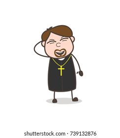Joyful Priest Laughing Expression Vector