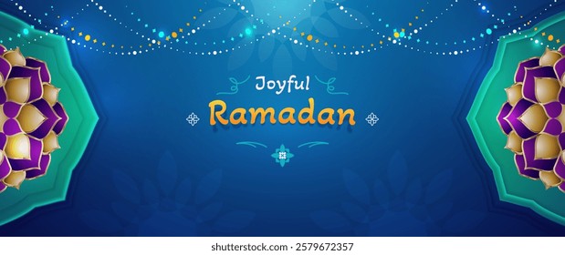 Joyful ramadan banner, Islamic Eid vector background