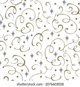 Celebración retro alegre fondo de mosaico de patrón sin fisuras, dorado en blanco, para papel de pared, impresión de moda, patrón textil, reserva de recortes, invitación, tarjeta navideña, decoración, festividad, tradición