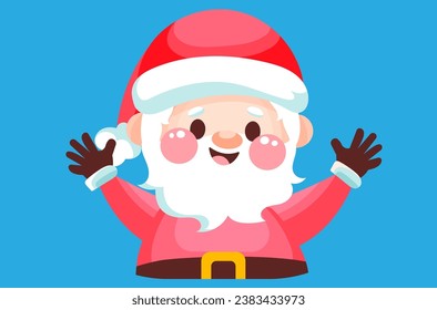joyful santa claus with raised hands