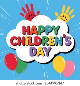 A joyful scene depicting children celebrating Children's Day, filled with laughter, games, and bright decorations.
