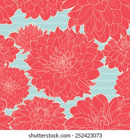 Joyful seamless red-blue aster pattern